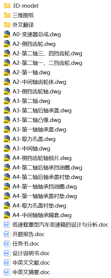 低速载重型汽车变速箱的设计与分析【说明书+CAD图纸+SW三维+开题报告+任务书+外文翻译+文献翻译】