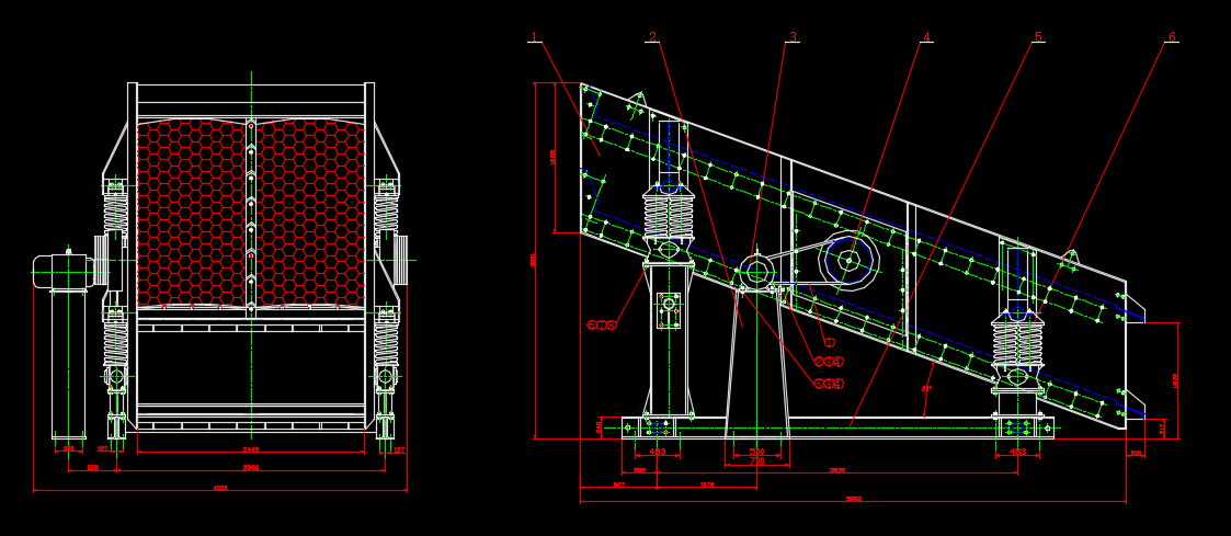 2400×6000双层振动筛 CAD套图