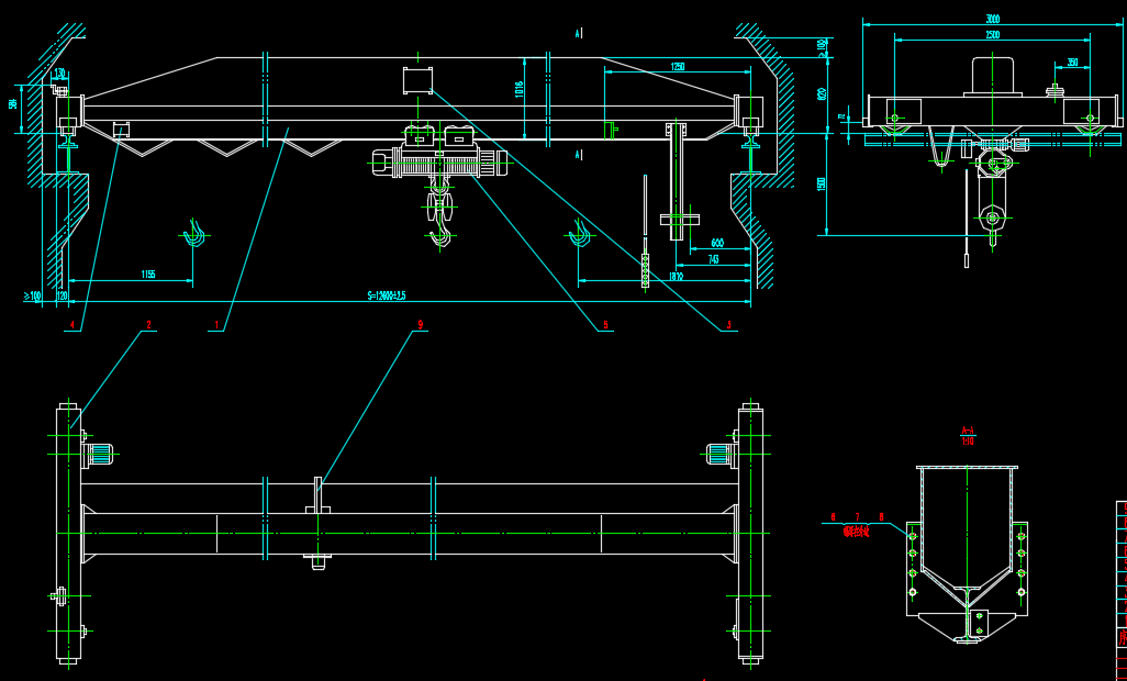 10T电动单梁起重机（套图） CAD图纸