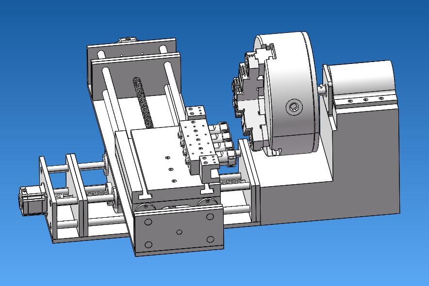 台式小型数控车床CNC加工机床模组3D图纸