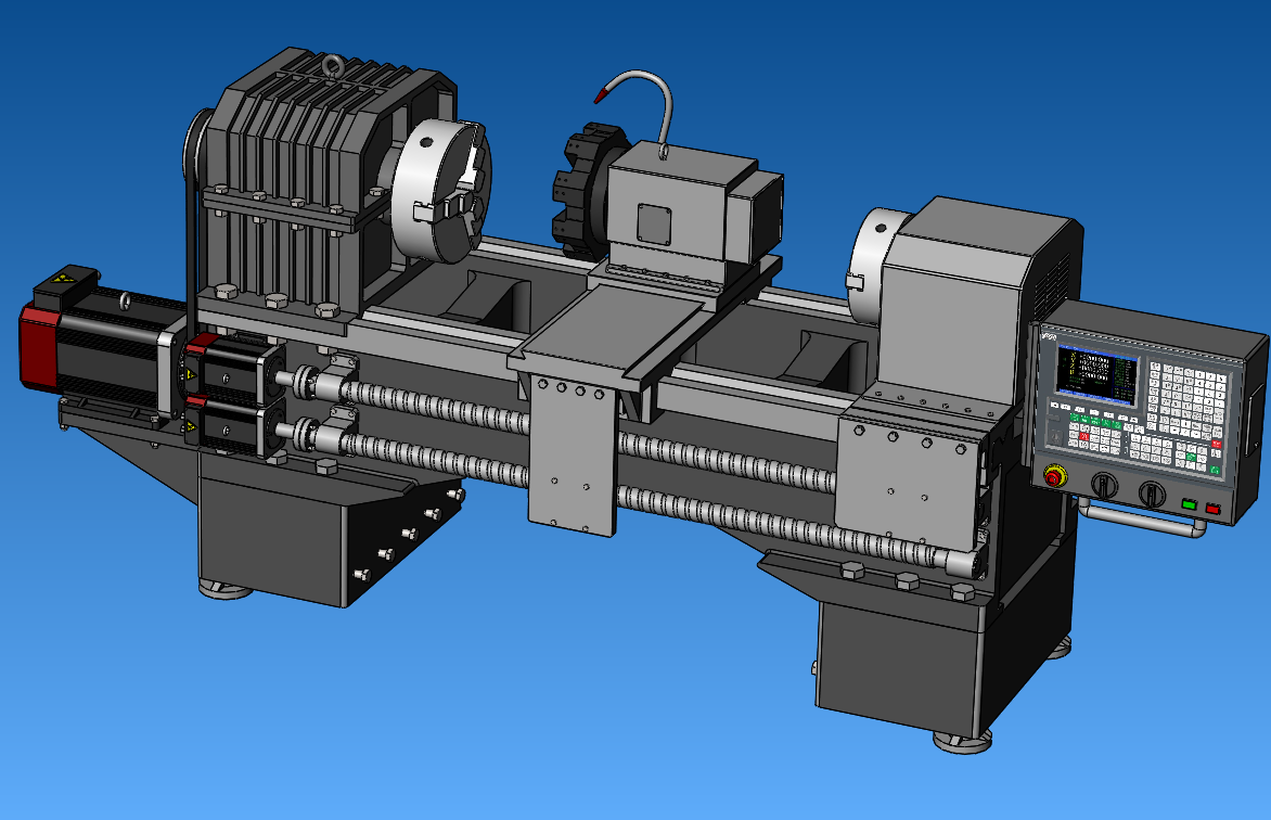 双轴数控车床（SolidWorks+STEP）