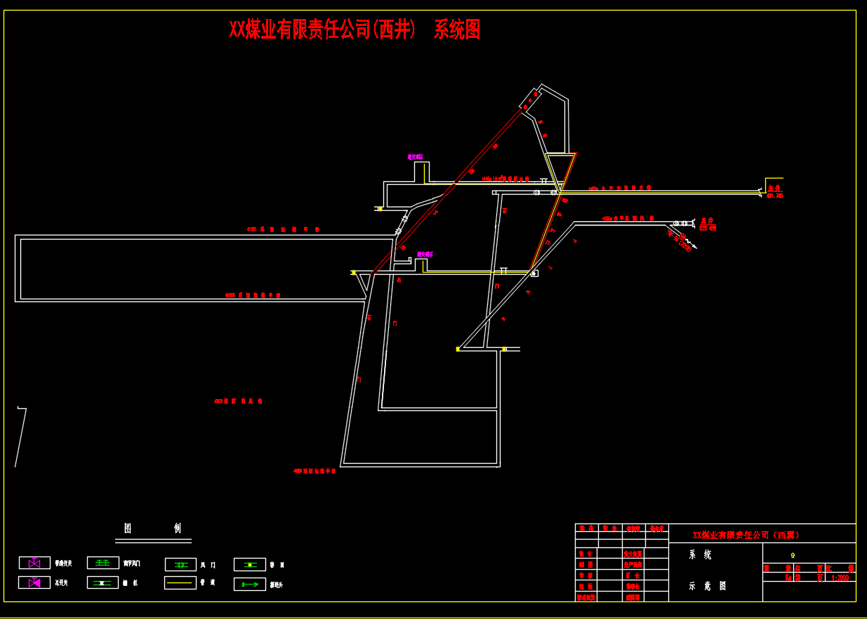 西井巷道系统示意图CAD图纸