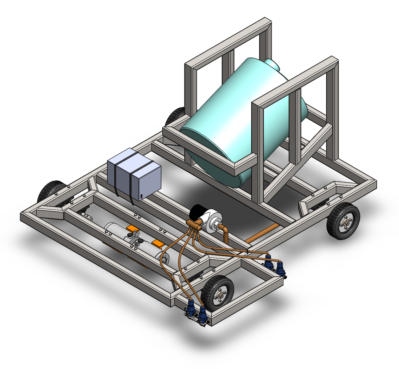 道路标线机器人小车结构3D图纸 Solidworks设计