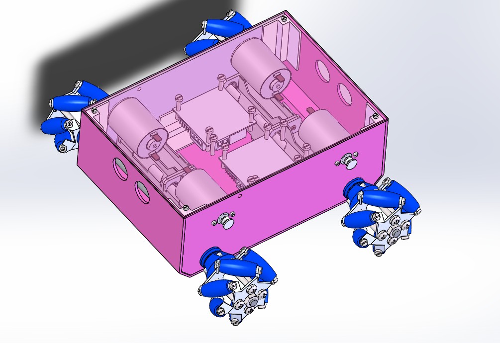 麦克纳姆轮（全向轮）四驱agv小车底盘3D图纸 Solidworks设计