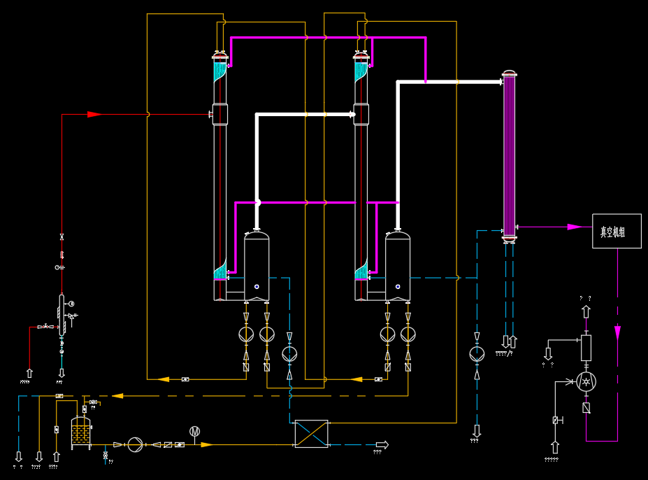 1.2吨双效蒸发器工艺流程图(果汁）