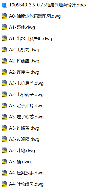 100SB40-3.5轴流泳池泵设计【论文+16张CAD图纸】