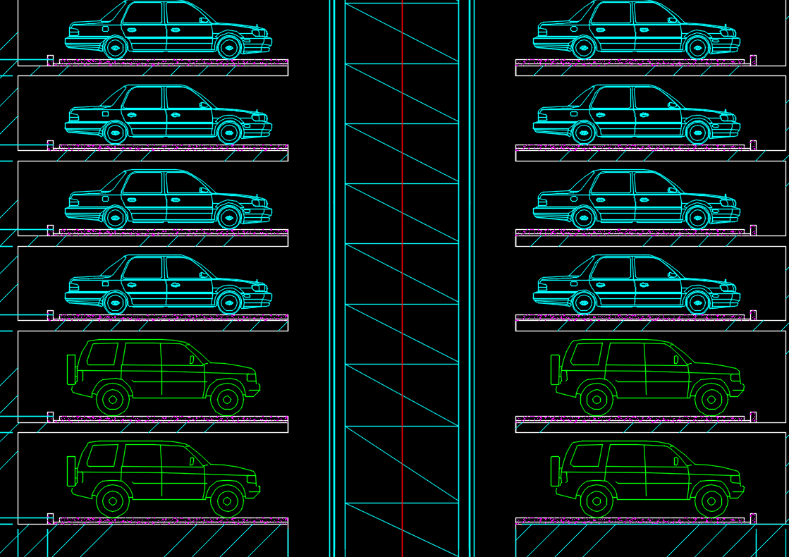 9层巷道堆垛式立体车库CAD图纸一张
