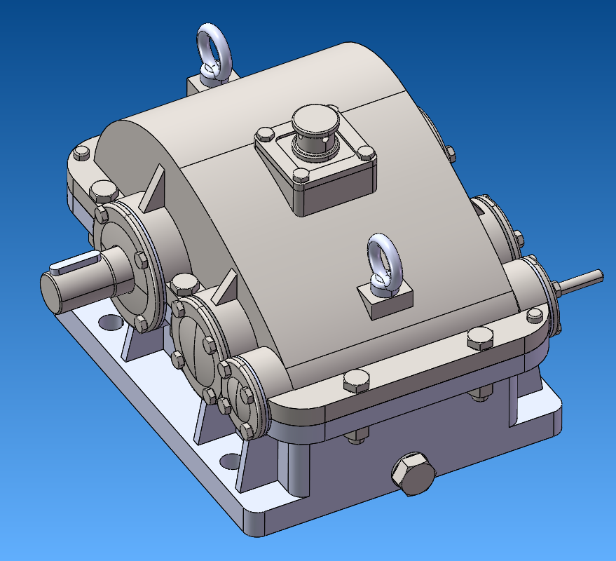 三级减速器 齿轮箱（SolidWorks+x_t+step)