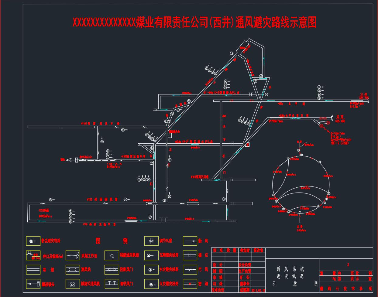 通风系统避灾路线示意图CAD图纸