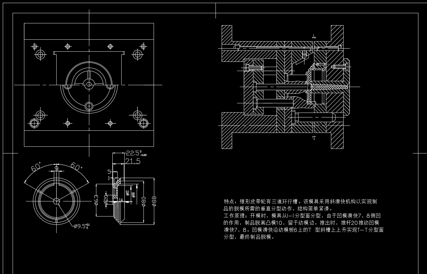 带轮注塑模（CAD)