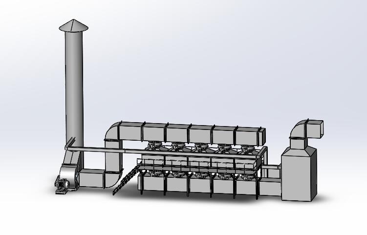 活性炭吸脱附+催化燃烧三维装配图(solidworks)