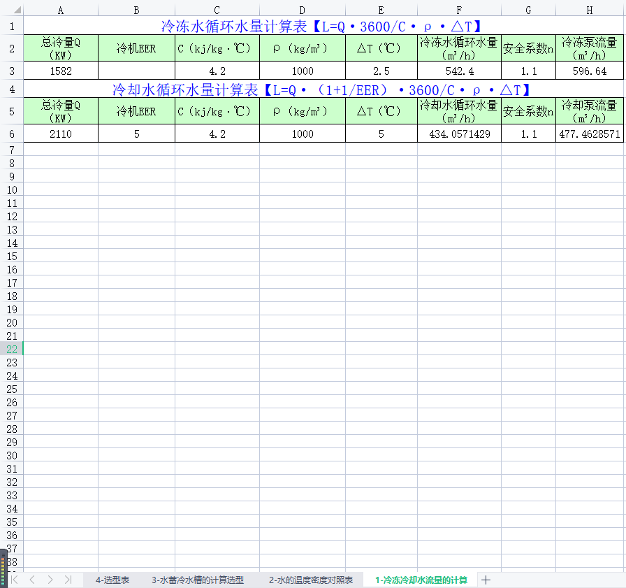 水蓄冷计算选型模板